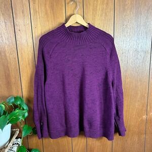 J‎ Jill Wearver Collection Purple Speckled Mock Neck Sweater 2X Cabin Casual
